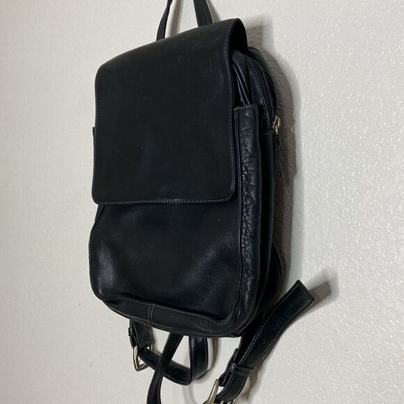 TIGNANELLO Women’s Black Leather Backpack Size 9” x 11” x 4” approximately main image 6
